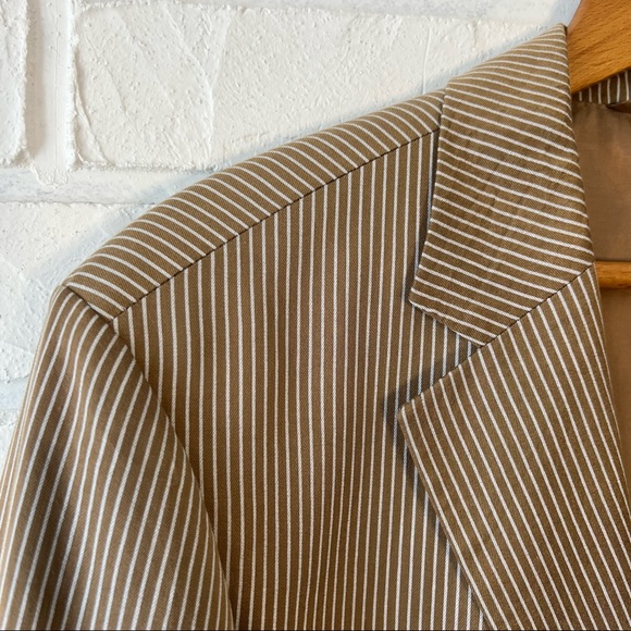SOLD NWT vintage BOSS Hugo Boss cotton silk brown pinstripe oversized blazer XL - Picture 5 of 13